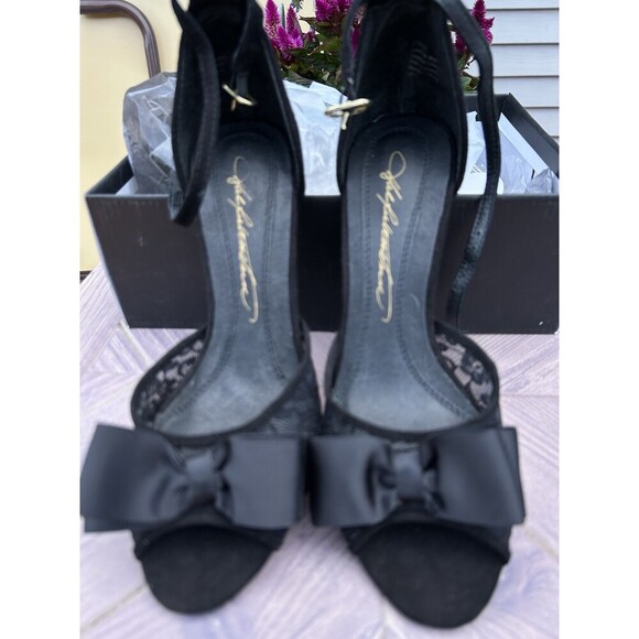 Hal Rubenstein Shoes - Black Leather & Lace, Designer Top Quality Sz 7